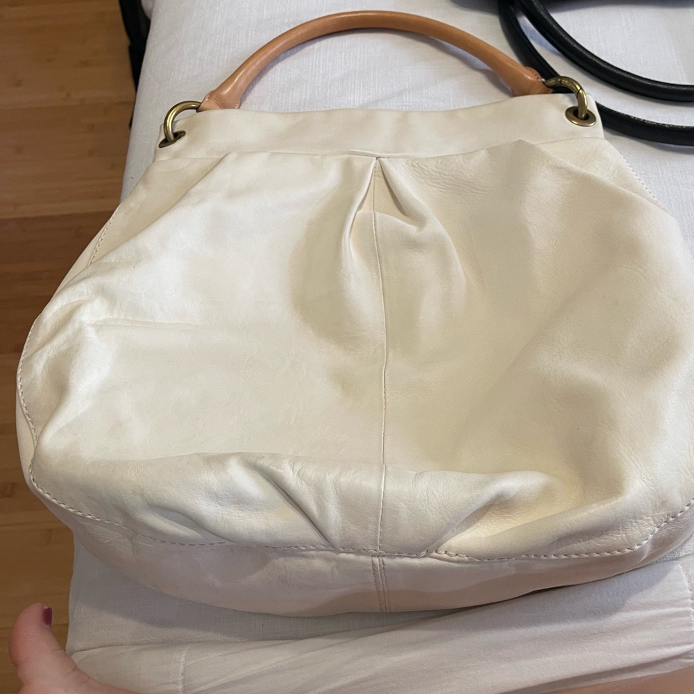 J. Crew Cream Leather Hobo Bag